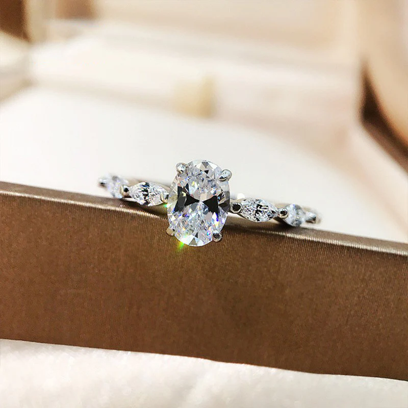 “Verdant Promise” S925 Sterling Silver Oval Engagement Ring - Image 5