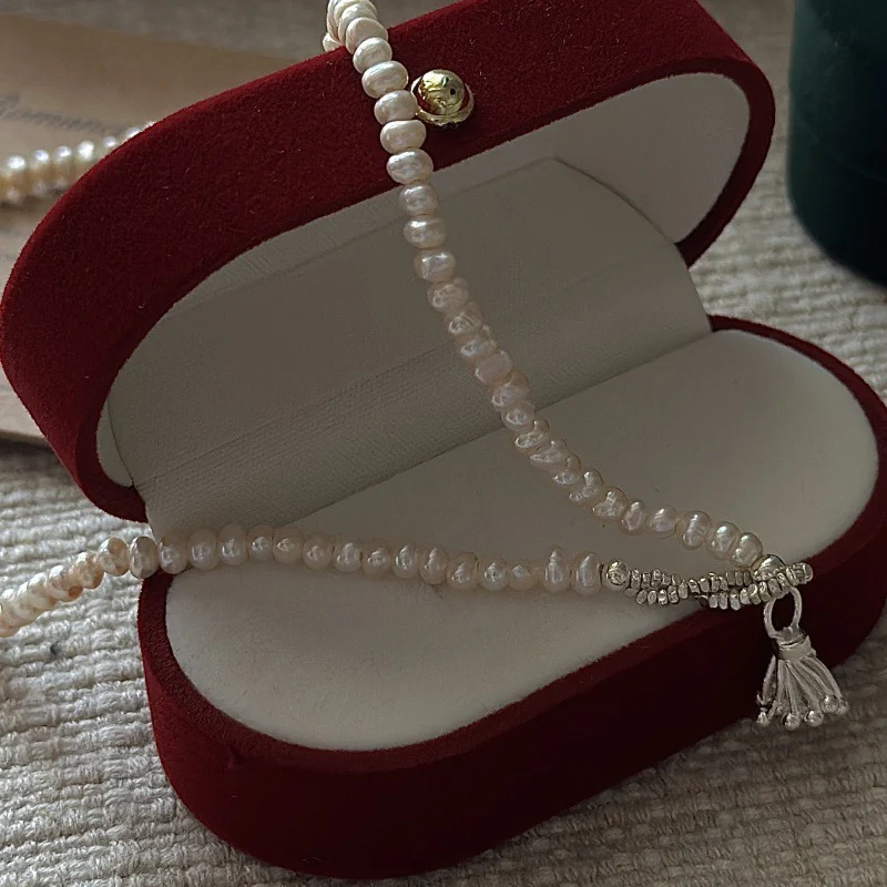 "Vintage Pearl Muse" 925 Sterling Silver Choker – Korean-Inspired - Image 3