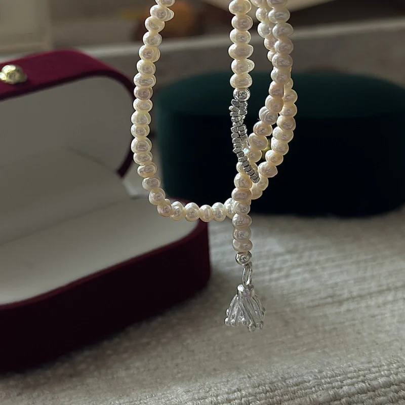 "Vintage Pearl Muse" 925 Sterling Silver Choker – Korean-Inspired - Image 4