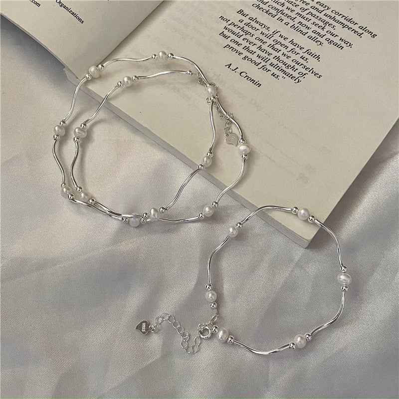"Waves & Pearls" 925 Sterling Silver Necklace & Bracelet - Image 5