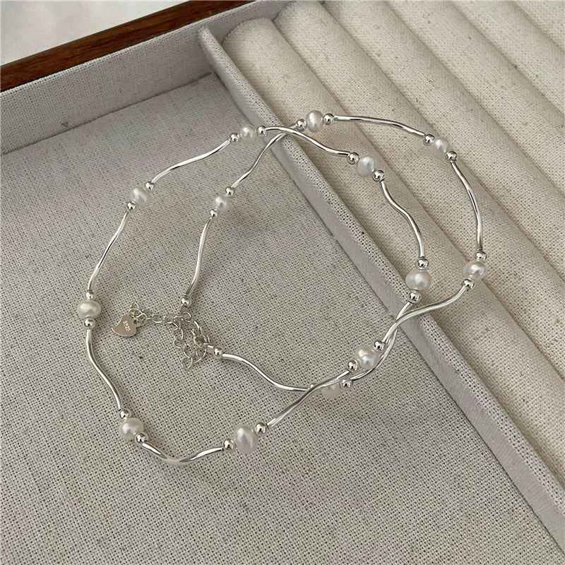 "Waves & Pearls" 925 Sterling Silver Necklace & Bracelet - Image 6