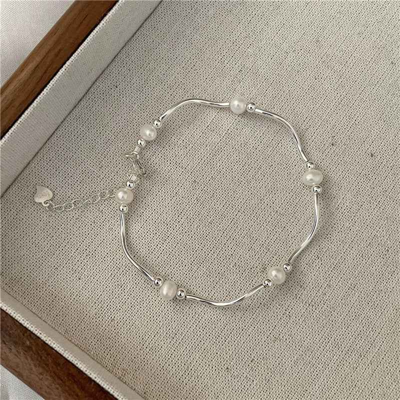 "Waves & Pearls" 925 Sterling Silver Necklace & Bracelet - Image 7
