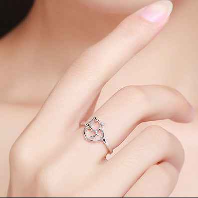"Whispering Cat" 925 Sterling Silver Openwork Cat Ring – Minimalist & Playful - Image 2
