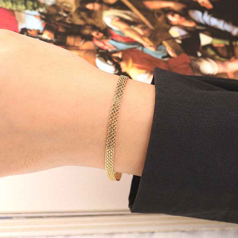 "Woven Gleam" 925 Sterling Silver Textured Chain Bracelet - Image 2